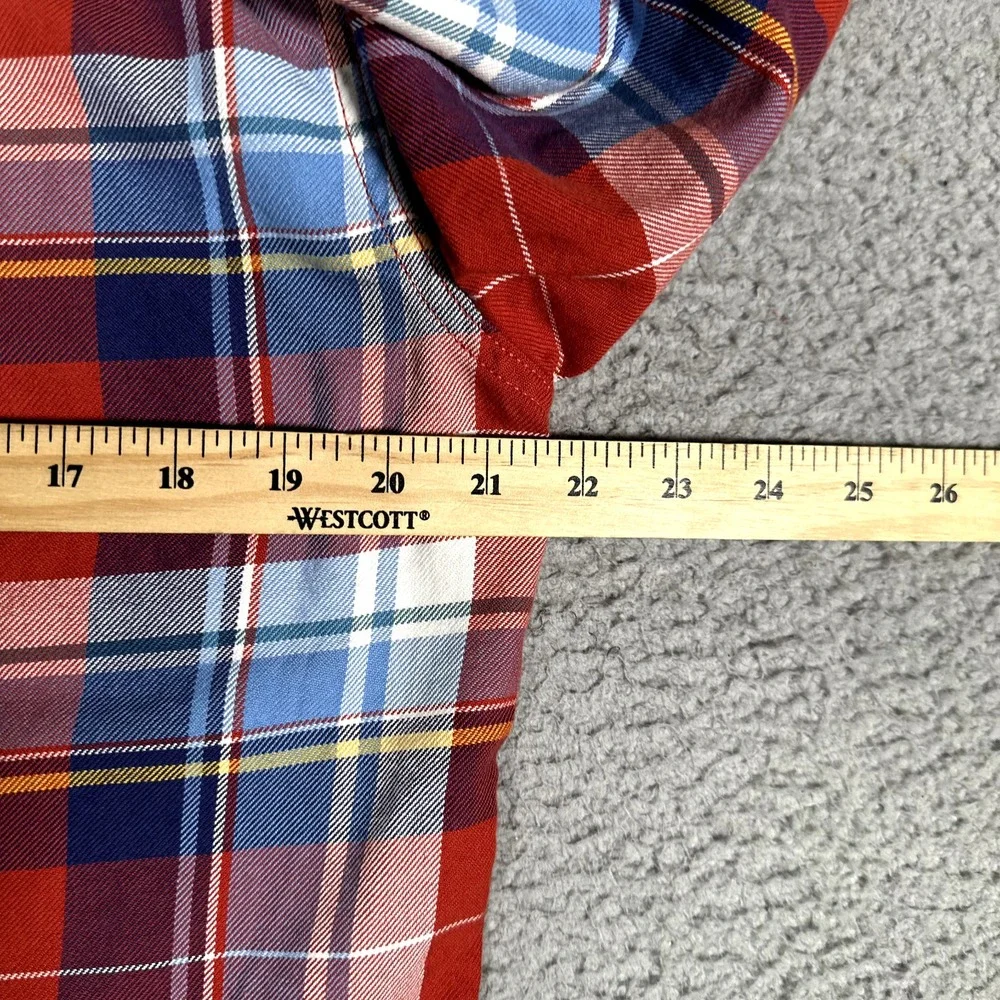 J Crew Shirt Mens Medium Red Plaid Blanket Button Up Casual Preppy Workwear Logo